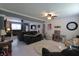 Open-concept living room offers bright white ceramic tile and lots of natural light at , Greenwood, IN 46143