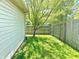 Backyard with lush grass, privacy fence, and mature tree offering shade at 4947 Peony Pl, Indianapolis, IN 46254