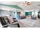 Bright and airy living room with modern furnishings and a seamless connection to the stylish kitchen at 6190 E Ayrshire Cir, Camby, IN 46113