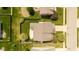 Top-down aerial view of a well-maintained backyard with privacy fence and landscaping at 695 Bobtail Dr, Greenfield, IN 46140