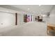 Spacious basement with a rustic beam support and a pool table for entertaining at 6968 S 300 W, Trafalgar, IN 46181