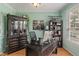 Inviting home office with a large wooden desk, bookshelves, and natural light at 828 Breaside Ln, Greenwood, IN 46143