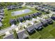 Expansive aerial view of neighborhood featuring well-maintained homes and a peaceful community pond at 9822 Tampico Chase, Fishers, IN 46040