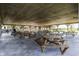 View of the picnic tables inside the covered pavilion at 1115 Senate Dr, Edinburgh, IN 46124