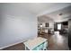 Spacious living area with connected open kitchen and dining space at 1257 Rosemary Ct, Greenfield, IN 46140