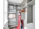 Well-organized closet with shelves and clothing rods offer ample storage space for an organized wardrobe and personal items at 16516 Wilsons Farm Dr, Fishers, IN 46040