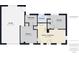 Here is a detailed floorplan with dimensions for the garage, utility room, bedrooms, bathroom, and kitchen/living room area at 29 E Pine St, Anderson, IN 46012