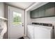 Bright laundry room with machines and access to the backyard at 3019 W Huntsville Rd, Pendleton, IN 46064