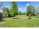 Picturesque backyard view showcases mature trees and a footbridge, perfect for outdoor enjoyment at 3022 Cameron St, Indianapolis, IN 46203