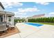 Backyard oasis featuring an in-ground pool, ample lounge seating, and lush landscaping at 4204 Omaha Dr, Bargersville, IN 46106