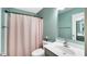 Clean bathroom with a shower and vanity at 4763 W Tradwell Dr, New Palestine, IN 46163