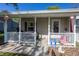 Inviting covered porch with white railing, patriotic decorations, and a welcoming 'Just Be Kind' sign at 540 Hanley St, Plainfield, IN 46168