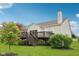 Backyard showcasing a large deck, manicured lawn, and lovely landscaping, creating a perfect outdoor living space at 542 Hadleigh Ct, Westfield, IN 46074