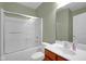 Well-maintained bathroom with a shower-tub combination and ample counter space at 575 Dylan Dr, Avon, IN 46123