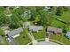 Aerial view of a well-maintained property in a residential neighborhood, surrounded by mature trees at 633 Park Dr, Greenwood, IN 46143