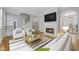 Bright living room with a fireplace, comfortable seating, and hardwood floors at 6665 Boxcar Pl, Indianapolis, IN 46220
