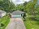 Charming single-story home with a blue garage door, landscaped front yard, and black fence at 7277 N College Ave, Indianapolis, IN 46240