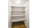 A closet with shelving shows storage space at 734 W North St, Lebanon, IN 46052
