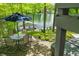 Outdoor patio with dining table and lake views at 7753 Ivy Dr, Nineveh, IN 46164