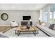 Inviting living room with a modern fireplace, large windows, comfortable seating, and stylish decor at 778 Adler Dr, Avon, IN 46123