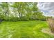 Expansive backyard featuring a lush green lawn and mature trees, perfect for outdoor activities at 7835 Quail S Rdg, Plainfield, IN 46168