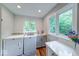 Laundry room with washer, dryer, laundry sink, white countertops and natural light at 8065 Bayberry Ct, Indianapolis, IN 46250