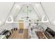 Aerial view of a spacious open-concept living area with vaulted ceilings and modern decor at 809 Iron Bridge Rd, Cicero, IN 46034