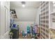 Unfinished storage area with shelving and access to utilities at 809 Iron Bridge Rd, Cicero, IN 46034