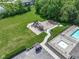 An aerial shot of the playground near the community pool, perfect for families and recreation at 10155 Landis Blvd, Fortville, IN 46040