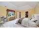 Bright bedroom with a tray ceiling, chair, and window with a view at 10833 Tournament Ln, Indianapolis, IN 46229