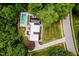 An aerial view showcases the property's lush landscaping and the modern home design at 11911 Eden Glen Dr, Carmel, IN 46033