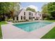 Modern home exterior with pool, patio, and lush backyard at 11911 Eden Glen Dr, Carmel, IN 46033