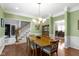 A dining room featuring hardwood floors, an elegant chandelier, and easy access to other areas at 14215 Stacey St, Carmel, IN 46033