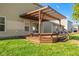 Backyard deck with a pergola for shade and a bench for outdoor seating at 3119 Earlswood Ln, Indianapolis, IN 46217