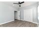 This bedroom features gray walls, hardwood floors and closet at 3241 Ruckle St, Indianapolis, IN 46205