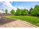 Large grass backyard with a wooden fence, some mulch beds, and mature trees at 7023 Hartington Pl, Indianapolis, IN 46259