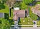 An overhead view reveals a fenced backyard with patio cover and a nearby firepit at 7645 Madden Dr, Fishers, IN 46038