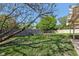 Large, well-maintained backyard with green grass and mature shade trees at 7645 Madden Dr, Fishers, IN 46038