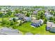 Aerial view showcases backyards with a pool, fire pit, and well-maintained lawns at 8178 Eskerban Dr, Avon, IN 46123