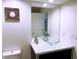 Bathroom showcasing a stylish vessel sink with a unique marble-look countertop at 8835 Briarclift Rd, Indianapolis, IN 46256