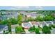 An aerial view showcasing a well-planned neighborhood with manicured lawns and diverse home styles at 13295 Patriotic Way, Fishers, IN 46037