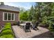 Cozy backyard patio with a stone fire pit and comfortable seating, ideal for relaxing outdoors at 13309 Carmichael Ln, Carmel, IN 46074