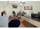 Comfortable office space features a desk, chair, accent chair, area rug and stylish furnishings at 2548 N Letterman Rd, Paragon, IN 46166