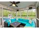 Relaxing screened porch with comfortable seating area and a view of the pool and backyard at 35 Valley View, Brownsburg, IN 46112