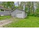 Detached one car garage with gray siding and white door providing extra storage space at 42 E Brookville Rd, Fountaintown, IN 46130