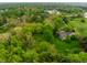 An aerial view displays a house surrounded by verdant trees and greenery at 5356 S U.S. Highway 421, Zionsville, IN 46077