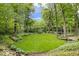 Spacious, verdant backyard surrounded by mature trees, offering privacy and a serene atmosphere at 5958 Cape Cod Ct, Indianapolis, IN 46250
