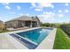 Relaxing in-ground pool in backyard with black fencing and outdoor seating at 920 Alba Dr, Lebanon, IN 46052