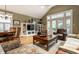Open-concept living area with vaulted ceilings, modern lighting, and comfortable seating at 114 E 44Th St, Indianapolis, IN 46205