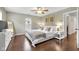 Relaxing bedroom with ceiling fan, neutral walls, hardwood floor, and comfortable king bed at 1311 E Michigan St, Indianapolis, IN 46202